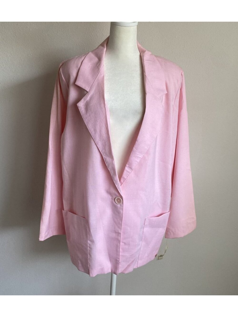 NWT Vintage Lisa Josephs Womens Medium Pink Blazer Large Front Pockets